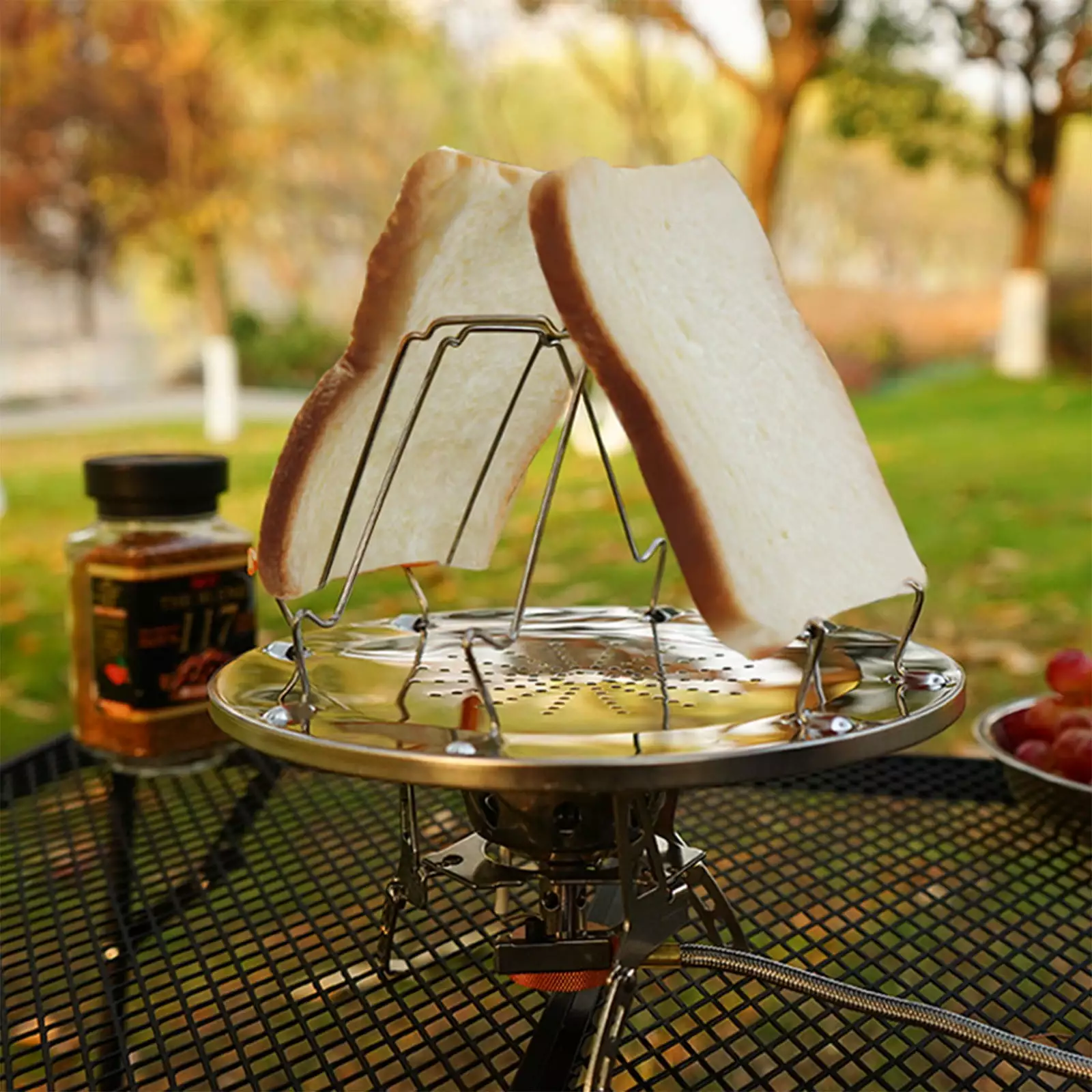 Gaqring Outdoor Stainless Steel Foldable Bread Rack Grill Pan Camping Picnic Baking