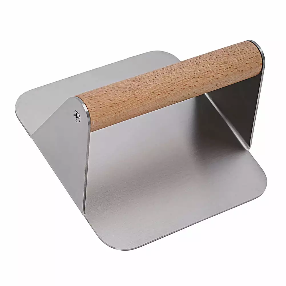 Burger Making Tool Kitchen Beech Handle Stainless Steel Grill Set Utensils Square Squeezer Mold Gardnery