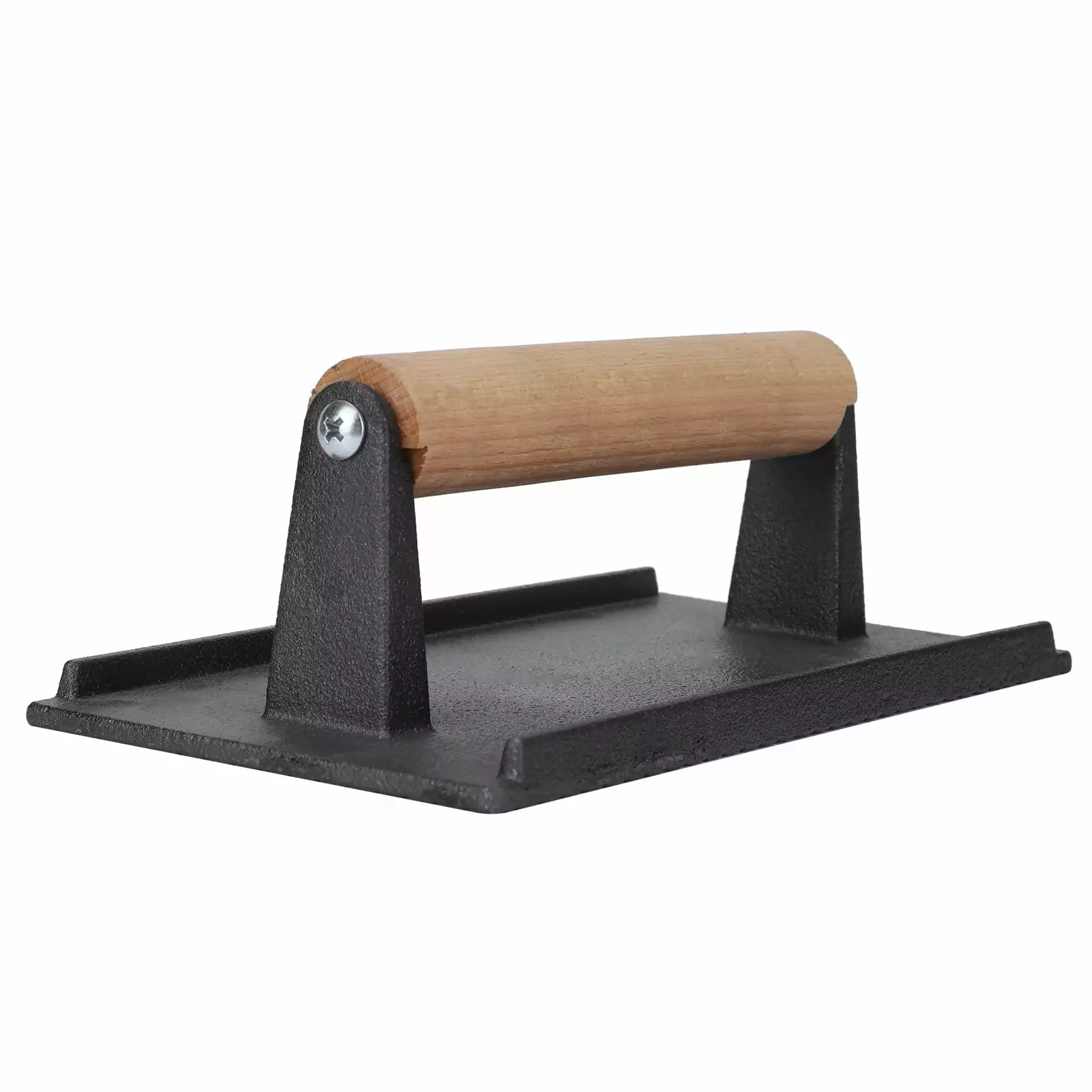Heavy Duty Cast Iron Grill Press. Flat Bottom Steak Weight Bacon Barbecue Presses Solid Wood Handle Barbecue Griddle Pres ...