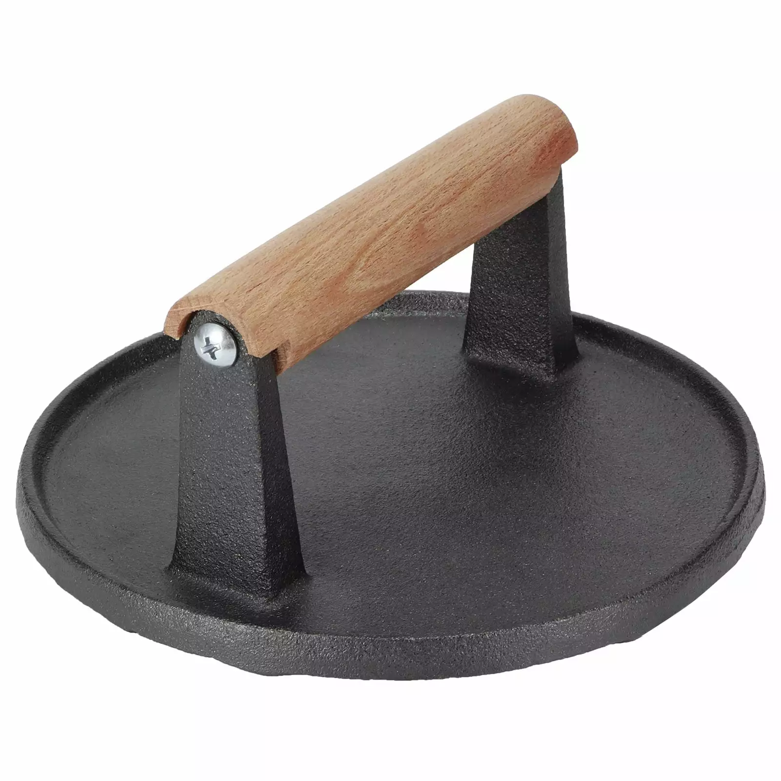 Round BBQ Tool Heavy Duty Cast Iron Burger Press Wooden Handle Steak Press Grill Roast Fried Meat Pressure Tool WYDCG