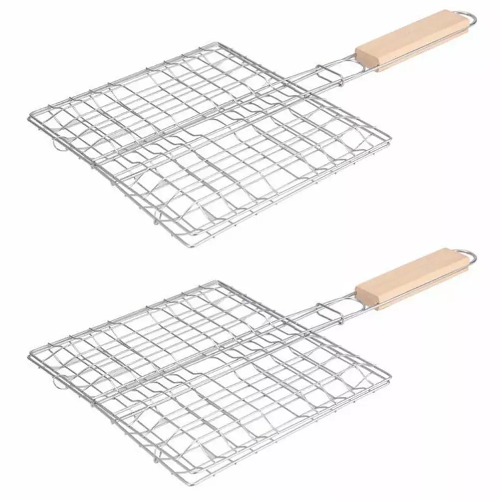 Binquireet Stainless Steel BBQ Fish Vegetable Cage Grill Rack Seafood Meat Kebabs Homemaxs