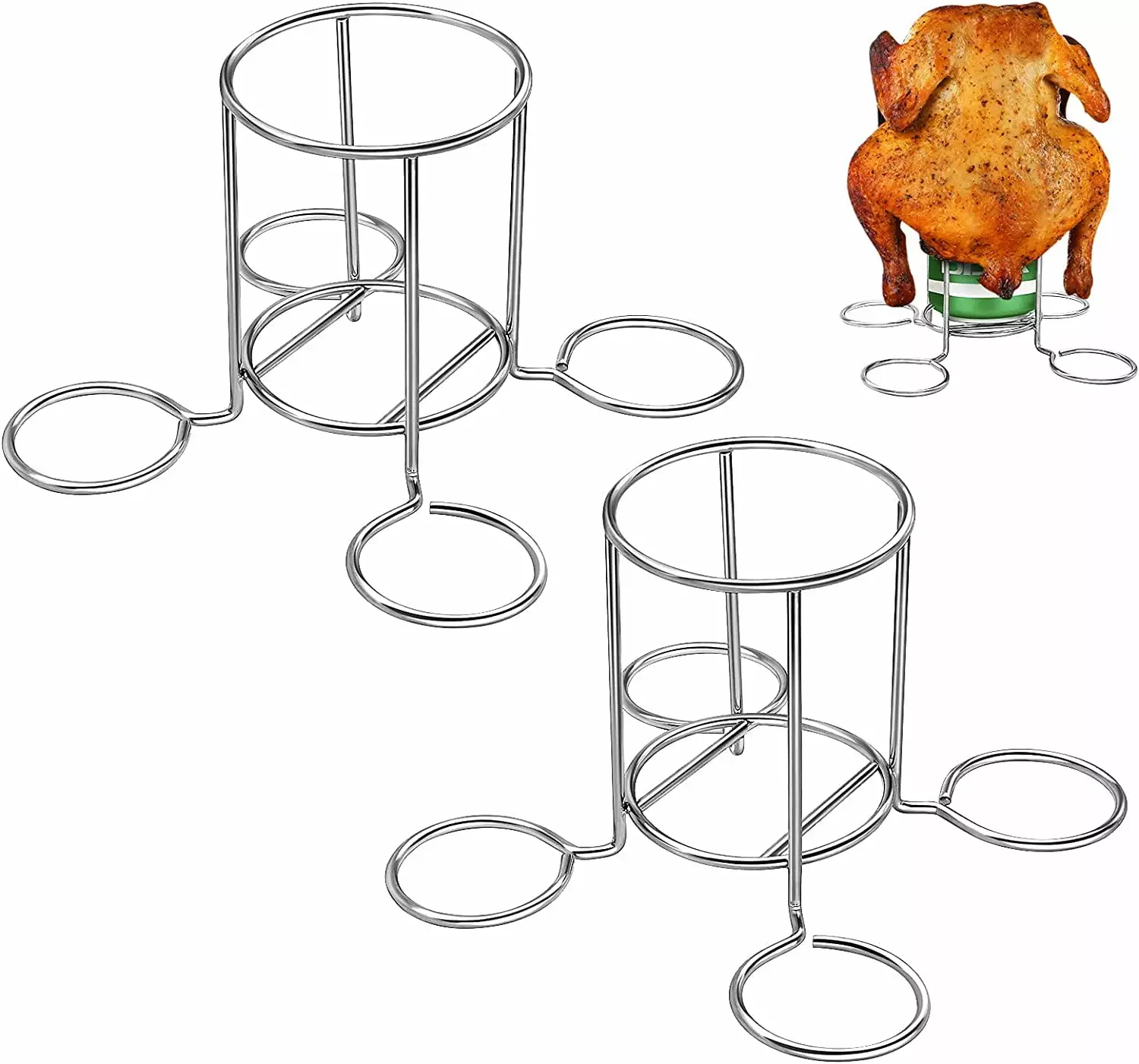 2 Pack HUART Beer Can Chicken Rack Holder 5.9 Inch Grill or Smoker