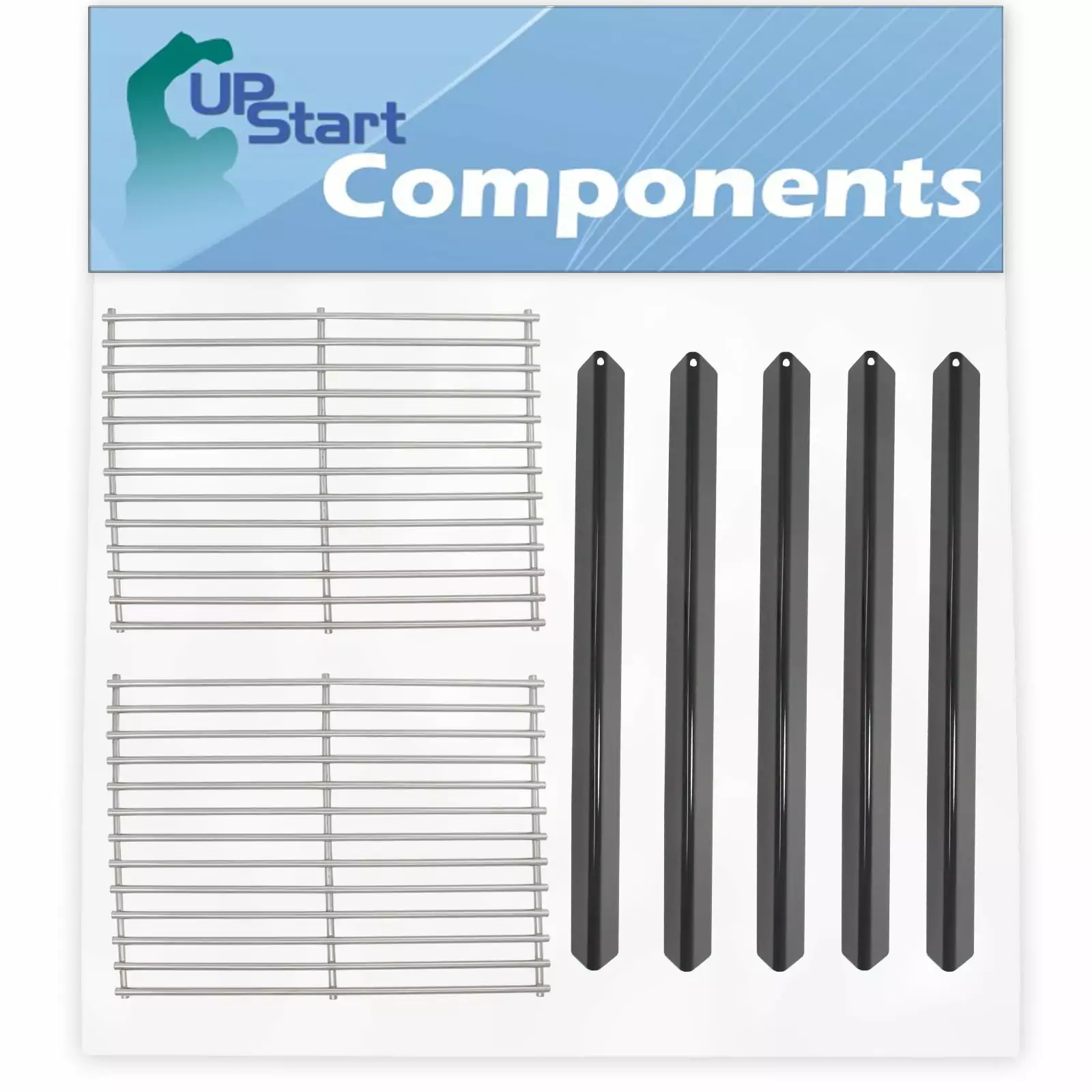 5 BBQ Grill Heat Shield Plate & 2 Cooking Grates Weber GENESIS SILVER NG UpStart Components