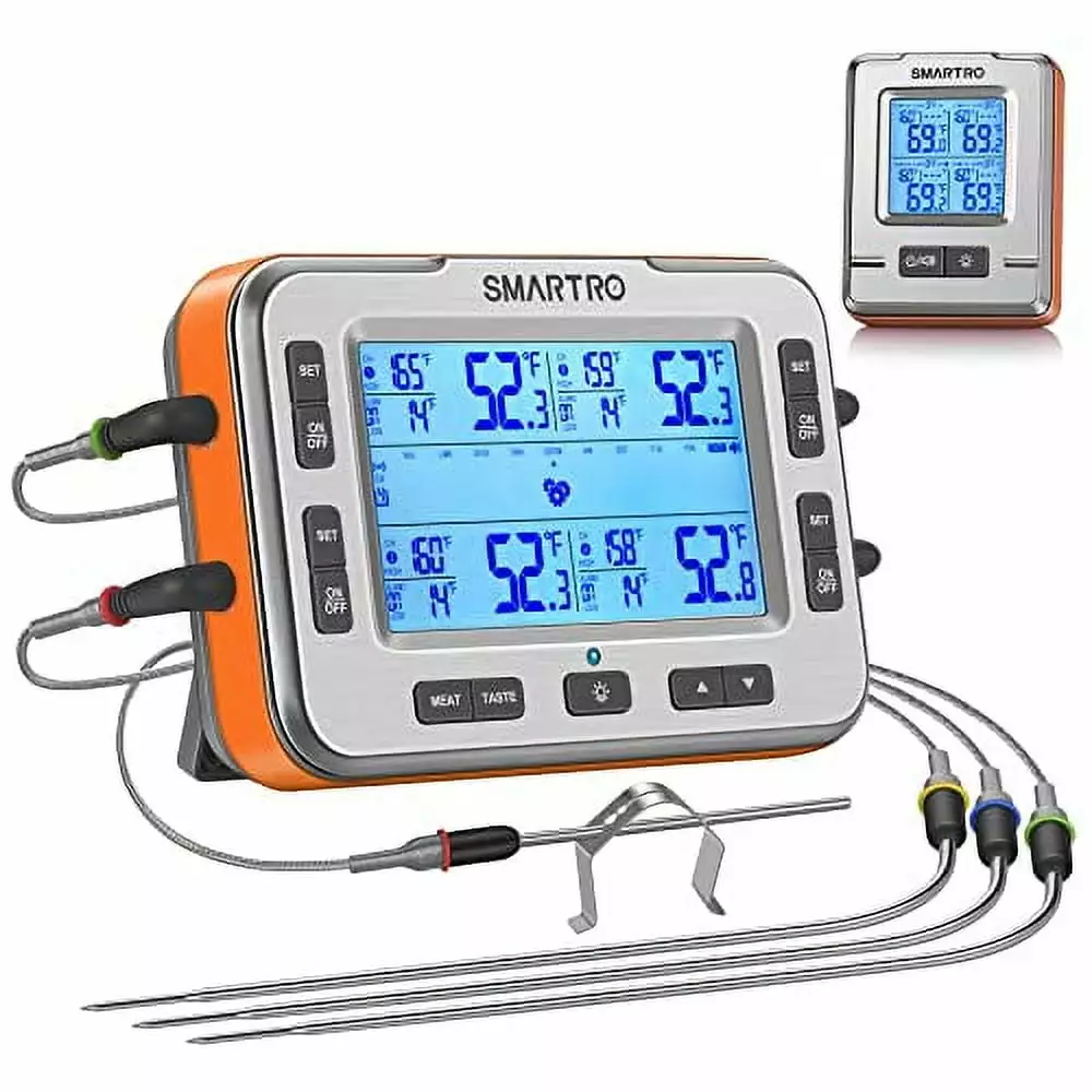 SMARTRO X50 Wireless Meat Thermometer 4 Probes 500ft Long Range BBQ Alarm Grilling Smoking Cooking