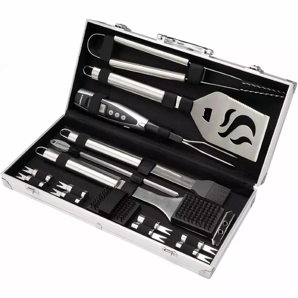 Cuisinart 20-Piece Deluxe Grill Set Stainless Steel Tools and Case