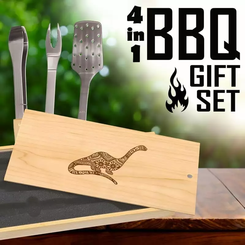 Brachiosaurus Dinosaur Mandala Art BBQ Tool Set Dinosaur Enthusiasts TeviRoom