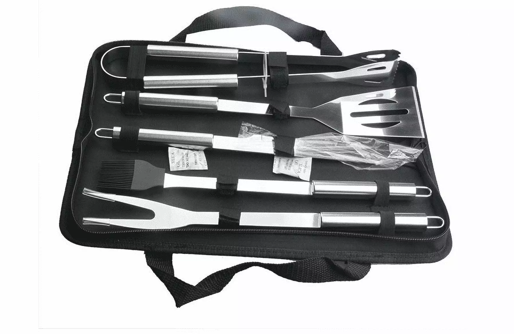 CHARMED 5 Piece BBQ Grilling Tool Set Stainless Steel Canvas Carrying Bag