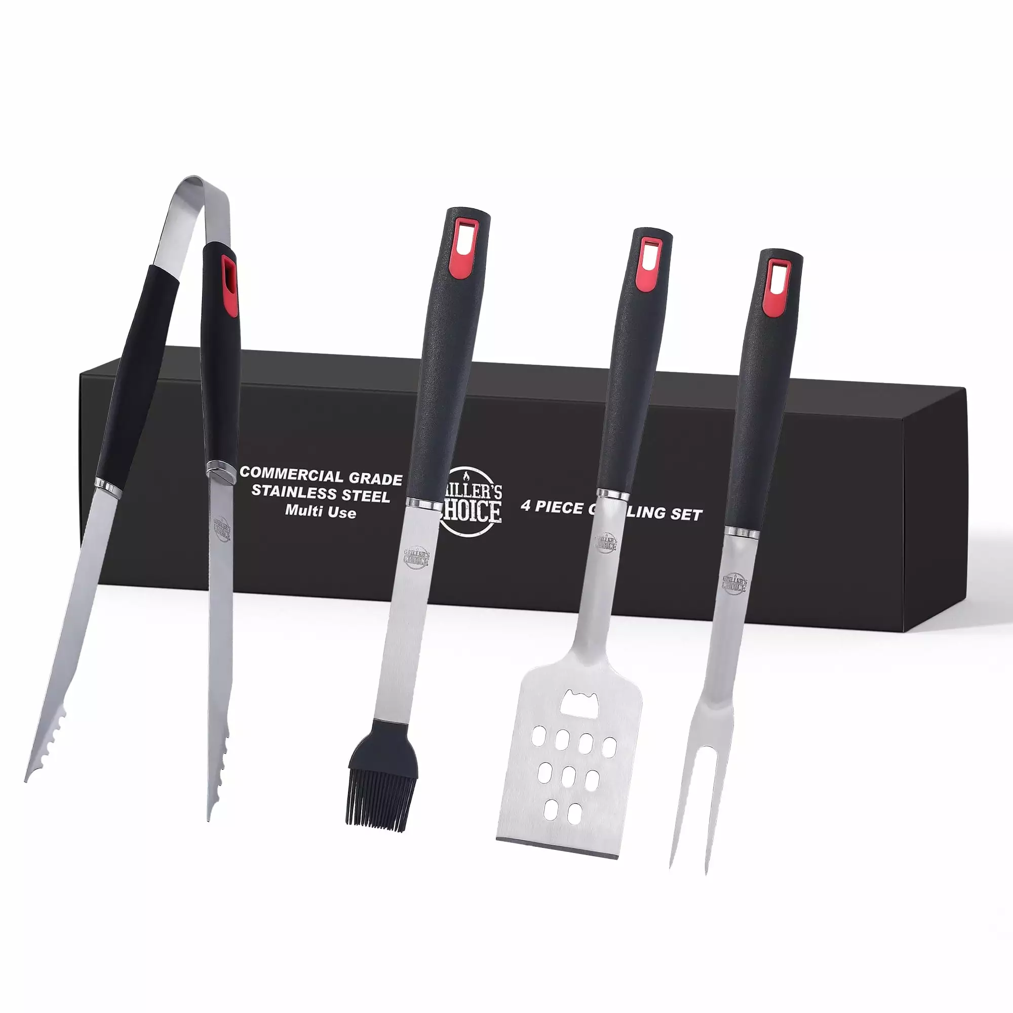 Griller's Choice Heavy Duty BBQ Thongs Fork Spatula Baster Set Grilling Grillers Choice