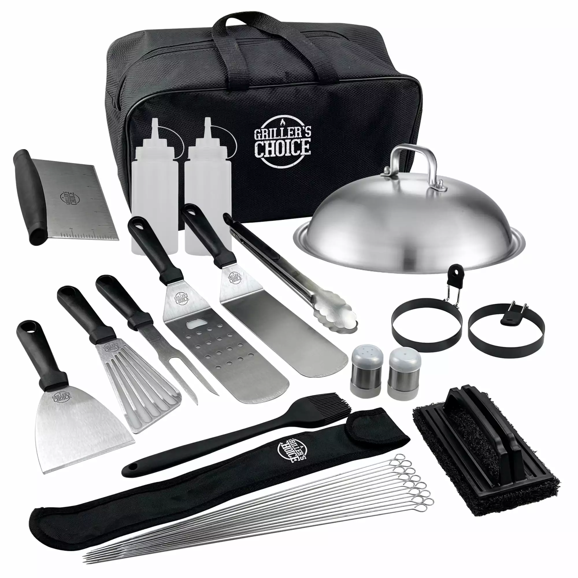 Grillers Choice 32 Piece Griddle Spatula Set Stainless Steel Grilling Accessories Designed Chef