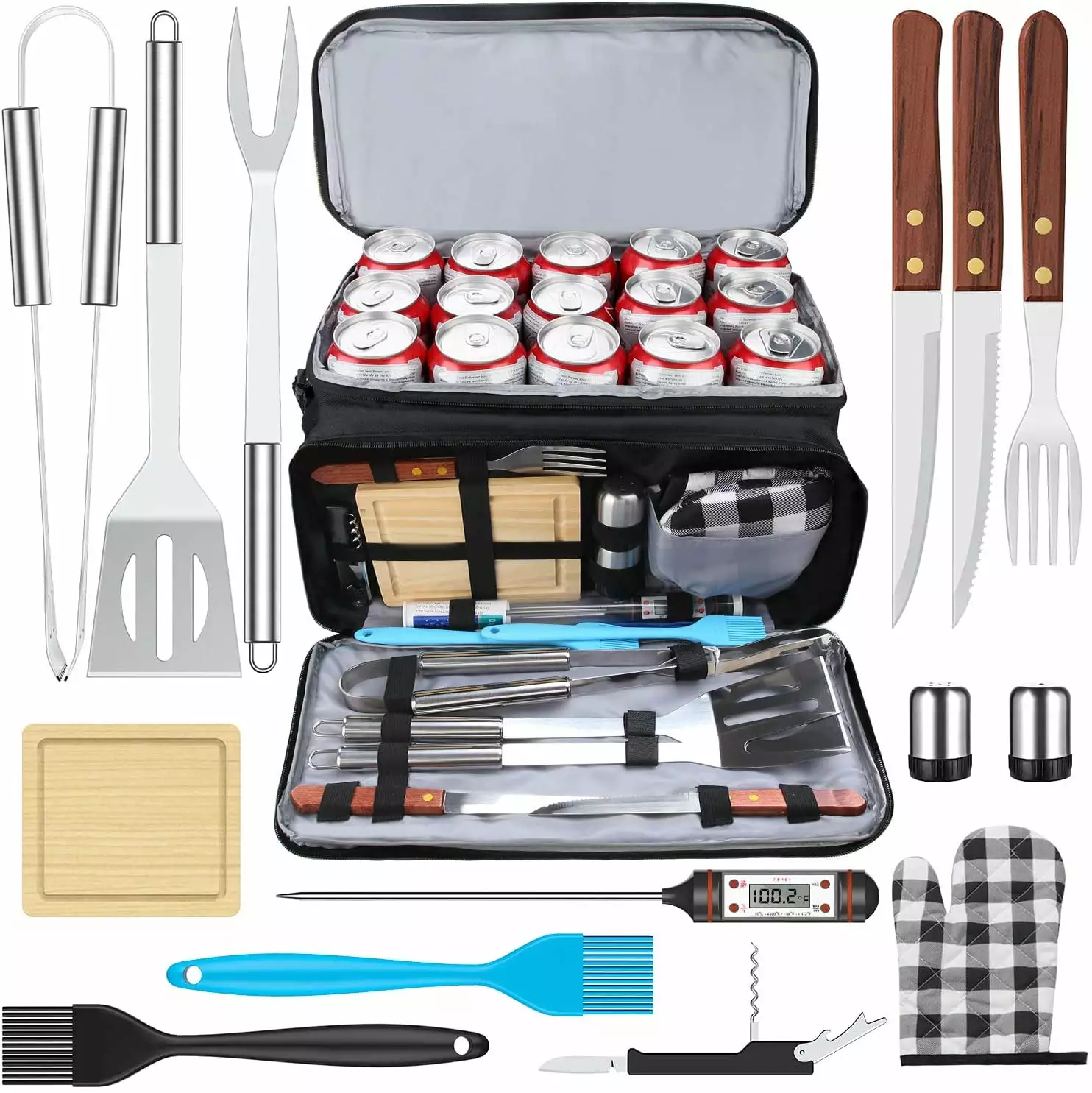AISITIN BBQ Grill Accessories Set Insulated Cooler Bag Stainless Steel Tools Camping