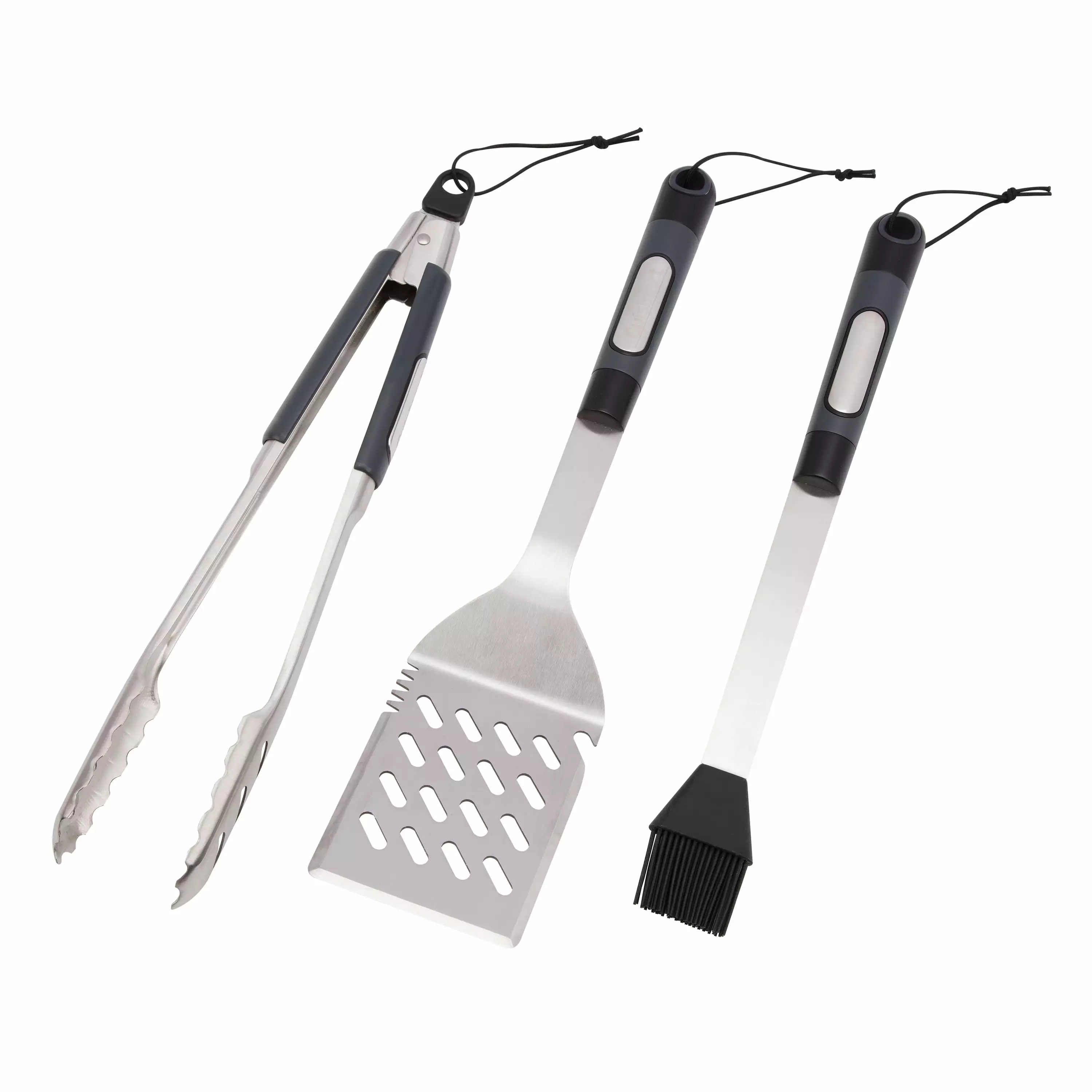 Cuisinart 3 Piece Stainless Steel Barbecue Tool Set Spatula Tongs and Basting Brush