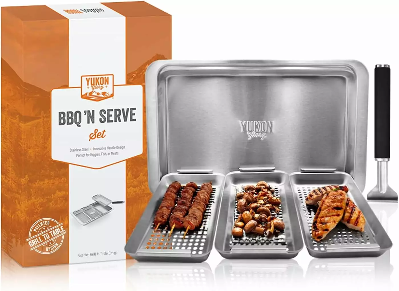 Yukon Glory BBQ Serve 5-Piece Grilling Binquireet Set Serving Tray Grill Accessories