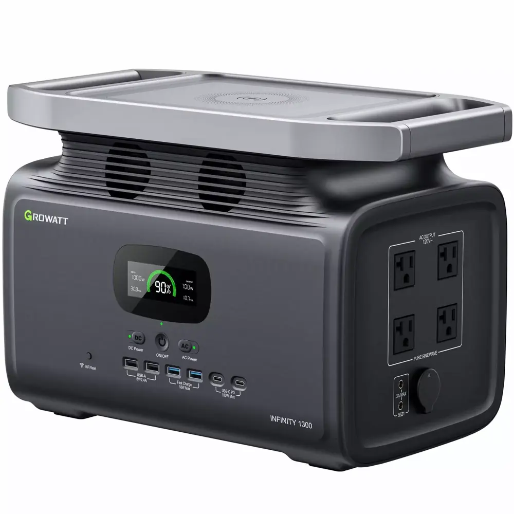 GROWATT INFINITY 1300 1382Wh LiFePO4 Solar Generator 1800W AC Output Camping RV Home Backup Infinity