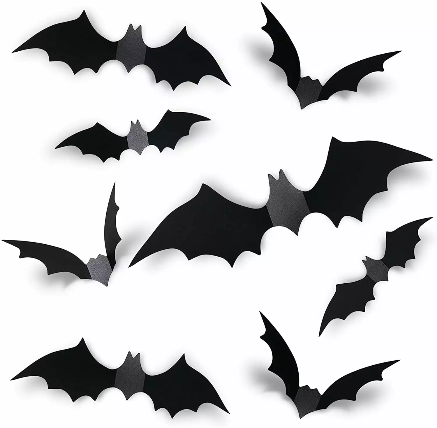 Coogam 60PCS Halloween 3D Bats Decoration Scary Black Bat Sticker Home Decor