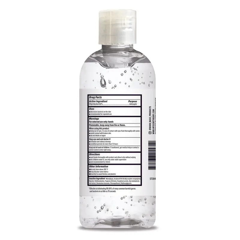 Born Basic ST3048L Anti-Bacterial Hand Sanitizer 8 Oz Germ Protection