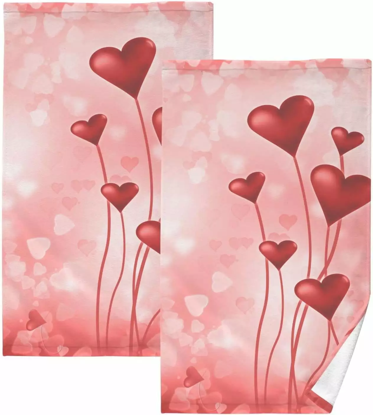 Bestwell 2 Pack Valentine's Day Cotton Hand Towels 16x28 Decorative Bath Towels Bathroom Gym Spa
