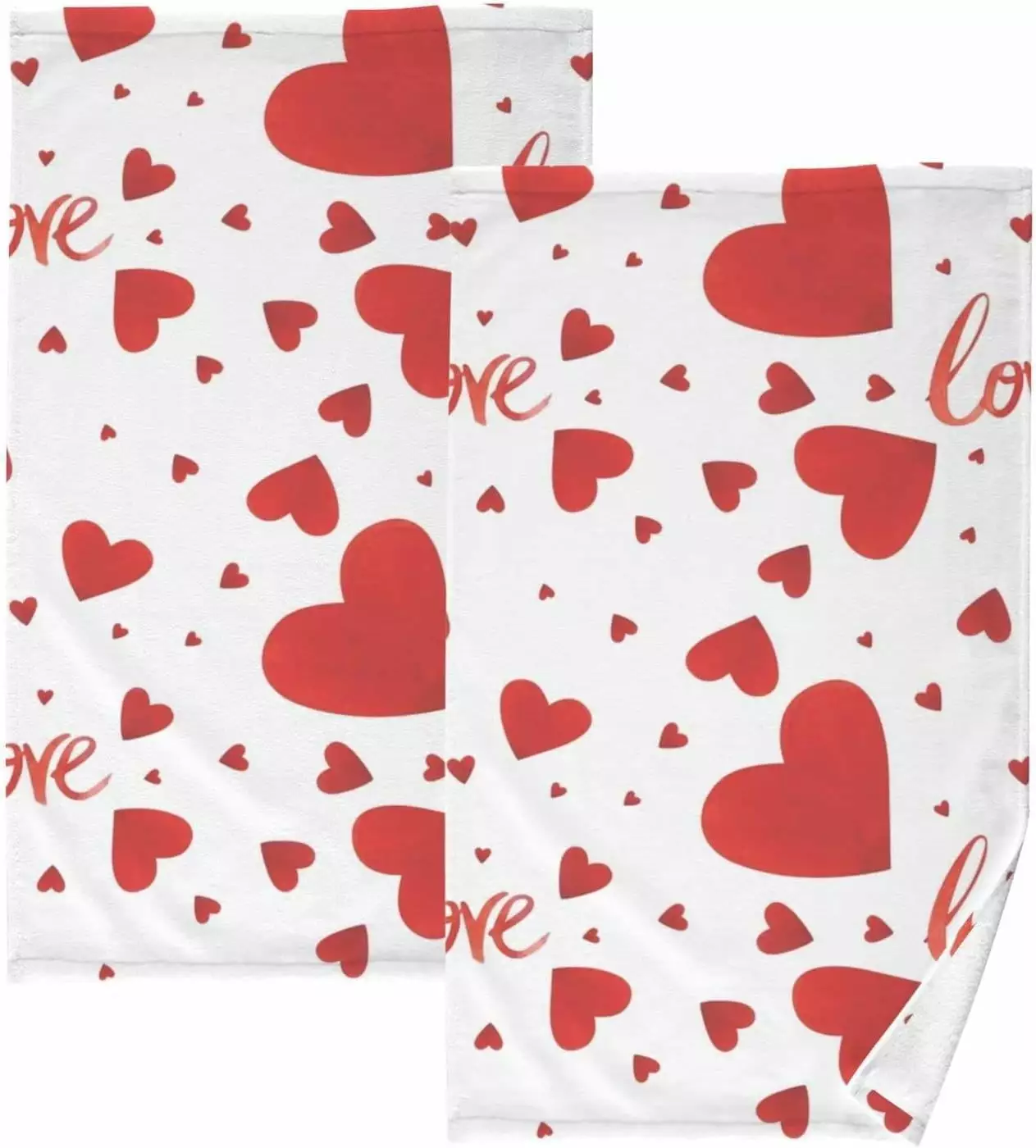 Bestwell 2 Pack Valentine's Day Cotton Hand Towels Absorbent Bath Towel Decorative