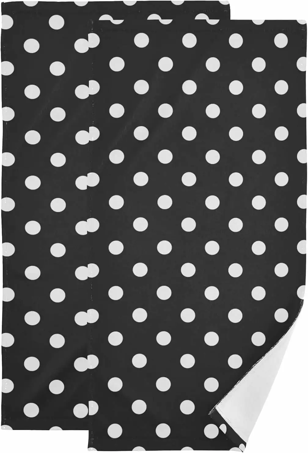 Bestwell Polka Dot Soft Hand Towels Set 2 Absorbent Bath Towels 14.4x28.3