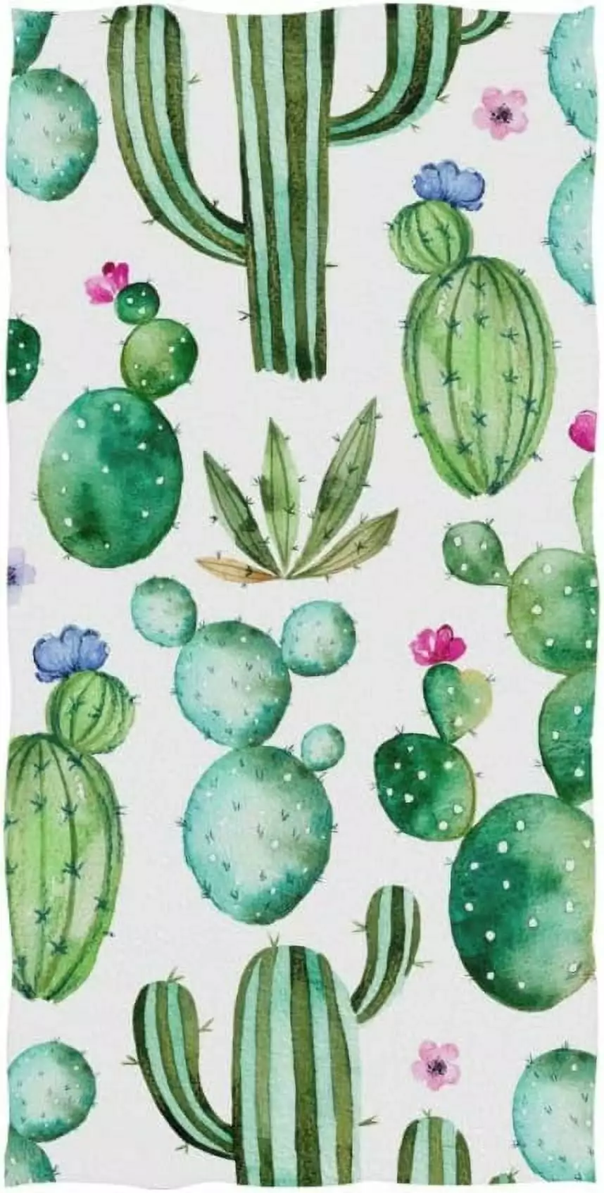 Coolnut Watercolor Cactus Flowers Hand Towel - Cotton Bathroom Towel Hand Face Gym Spa