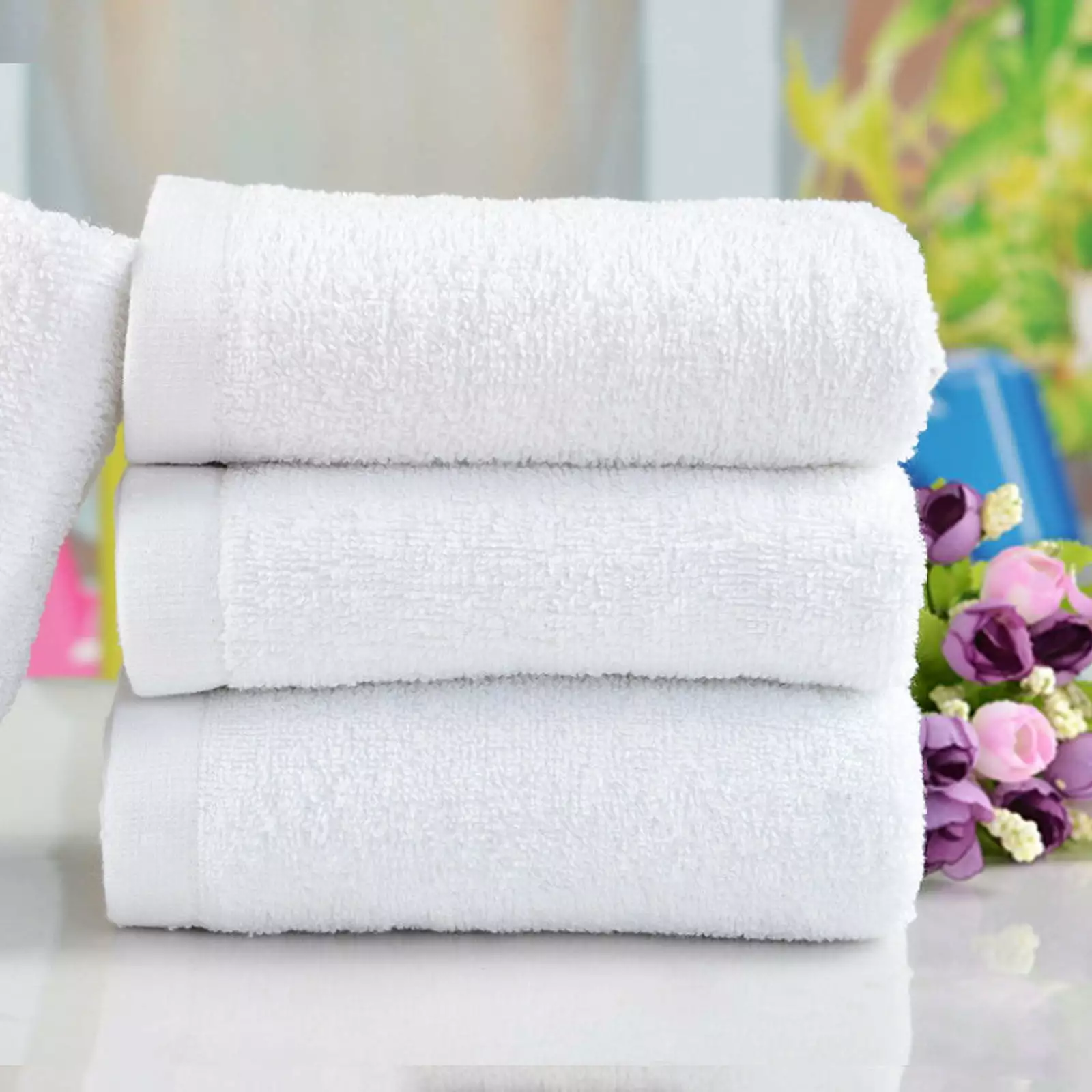 Godom Quick-Dry 3 Pieces White Hand Towels Highly Absorbent Cotton Bathroom Kitchen Travel
