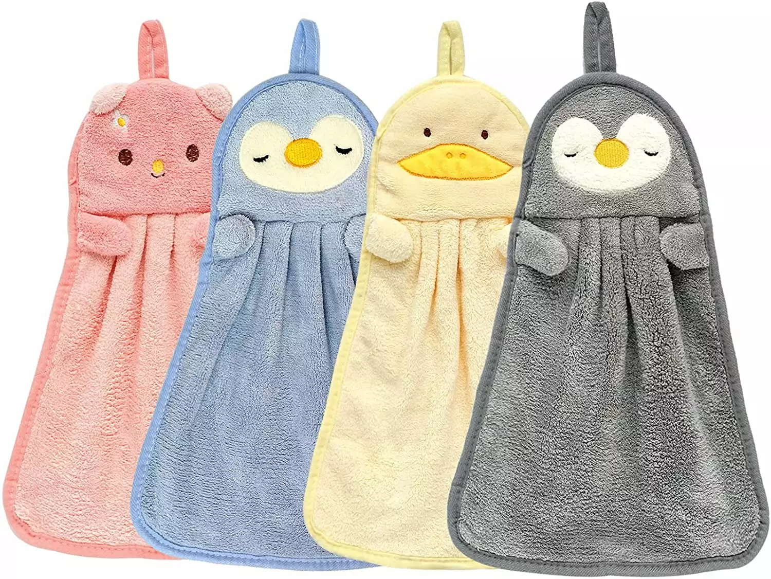 4 Pack Cartoon Animal Hand Towels Kids - Thick Absorbent Bathroom Towels VATENIC