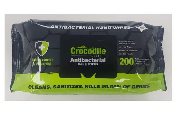 Crocodile Cloth 6102 Anti-Bacterial Hand Wipes 200 Pack Hygiene and Cleaning