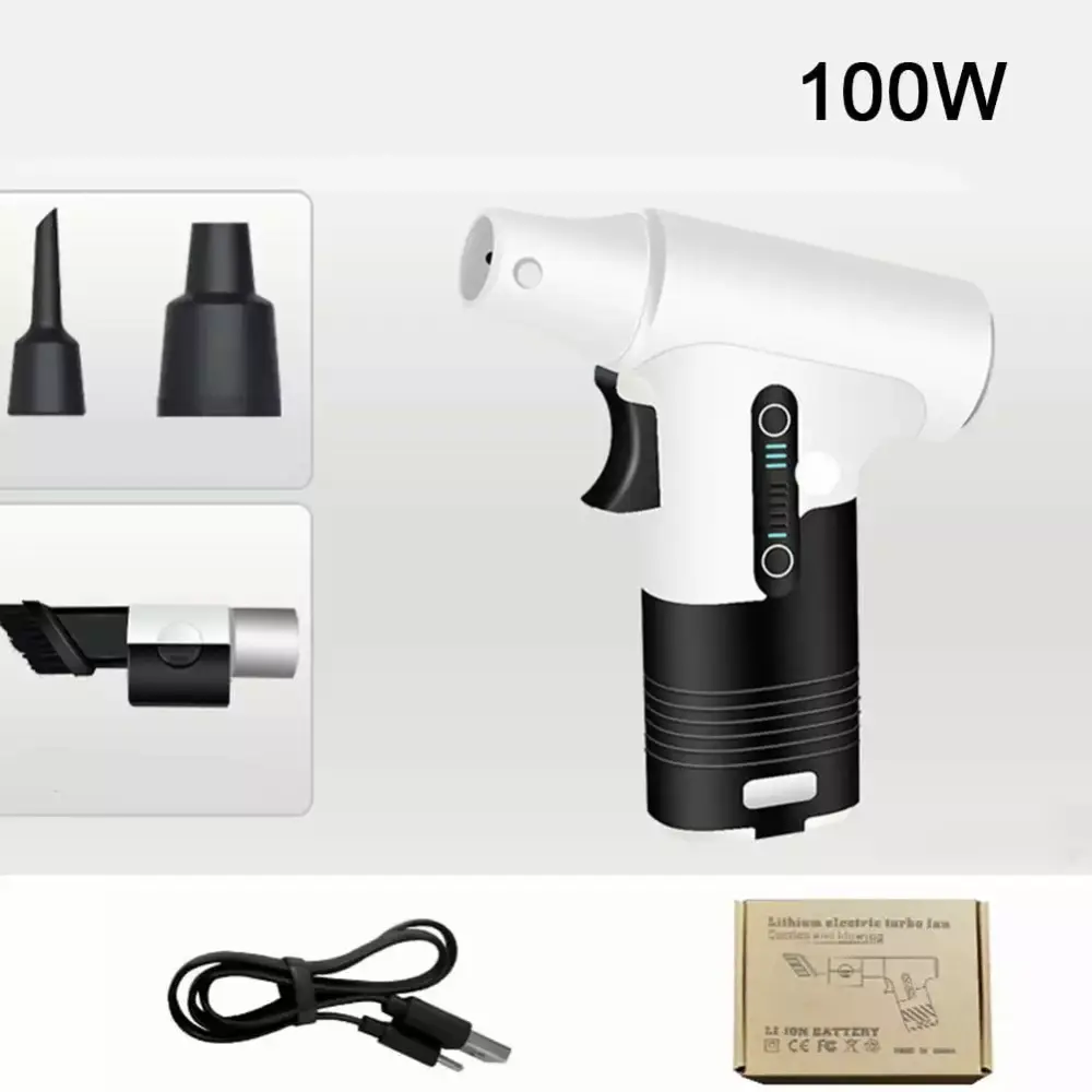 High Power Turbo Fan Blower Adjustable Speed Handheld Blower Vacuum Cleaner 100000 RPM White
