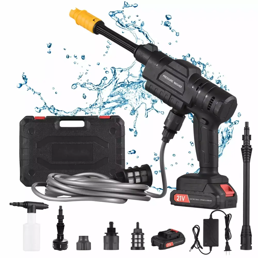 21V Adjustable Nozzle Pressure Cleaner - 435PSI Portable Washer Cars and Floors Us