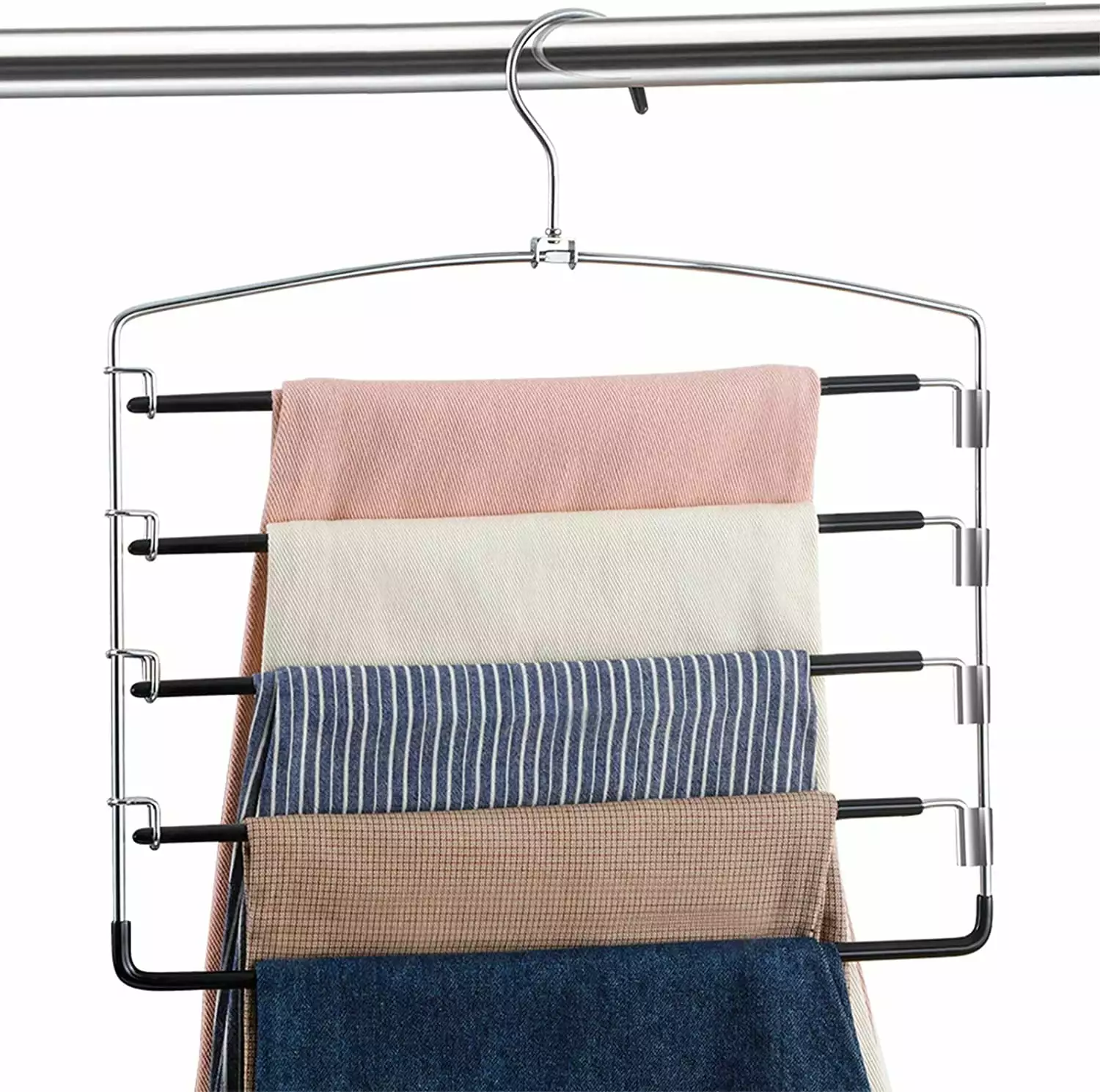 Bexikou Multi-Layer Swing Arm Pants Hanger Space Saving Stainless Steel Hanger Closet Storage Casewin