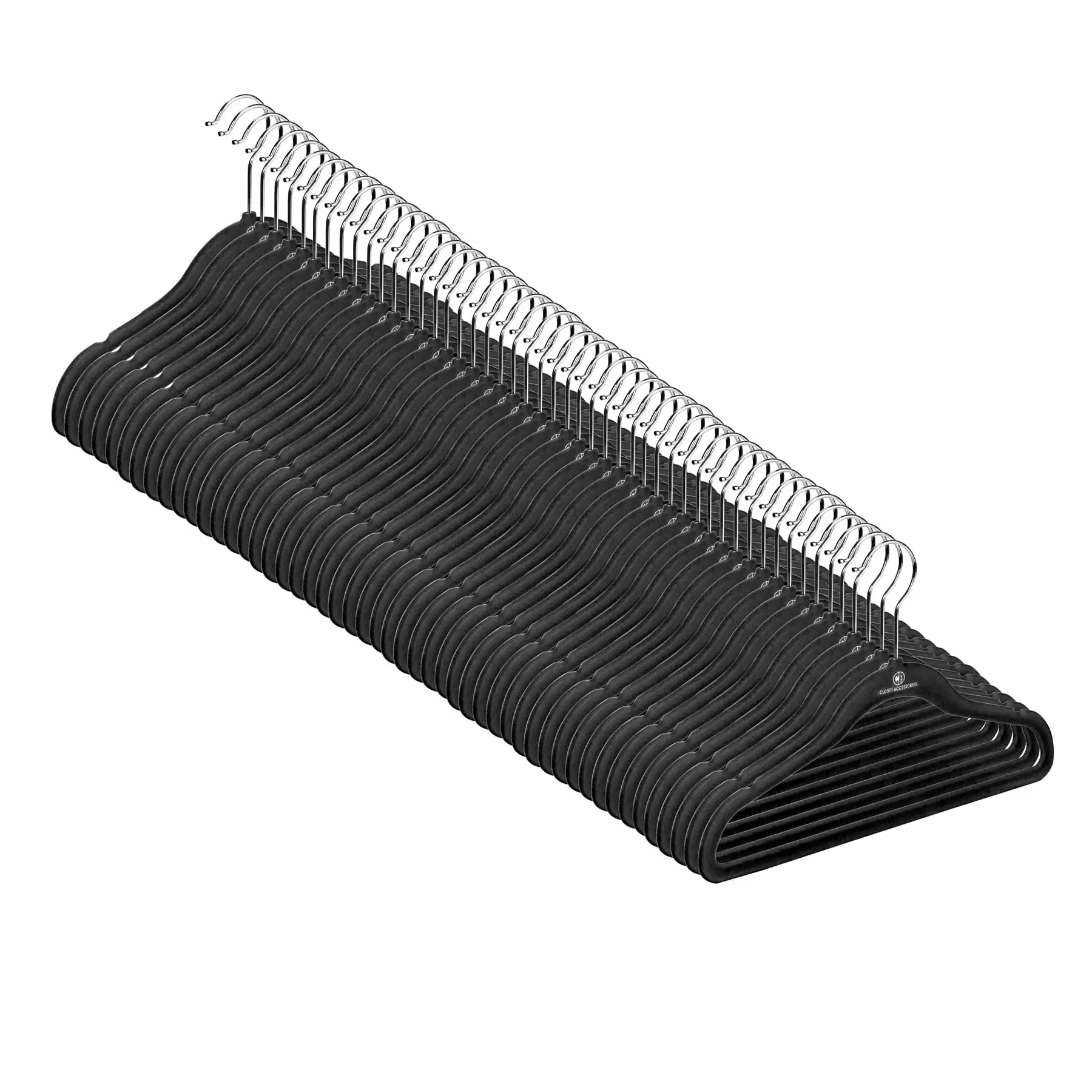 Closet Accessories Kids Velvet Hangers Black 50 Pack Non-Slip Clothes Hangers