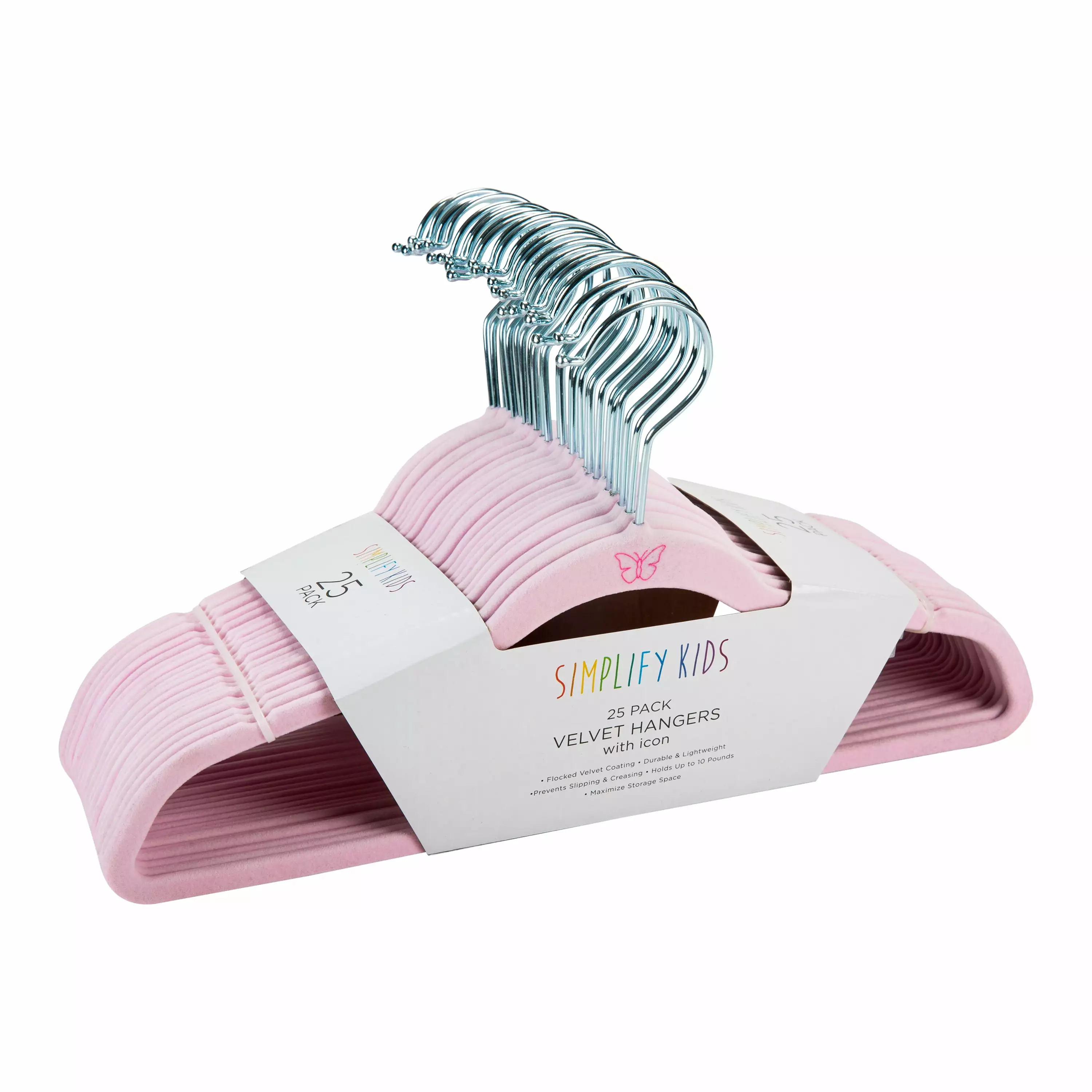 Streamline Kid's 25 Pack Velvet Child Shirt Hangers Butterfly Icon Blush Pink Simplify