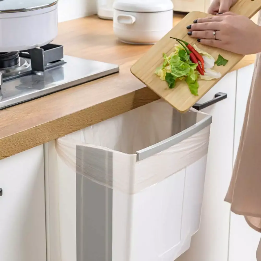 PHIGZNT Hanging Kitchen Trash Can Foldable Waste Bin Cabinet Car Bedroom Bathroom