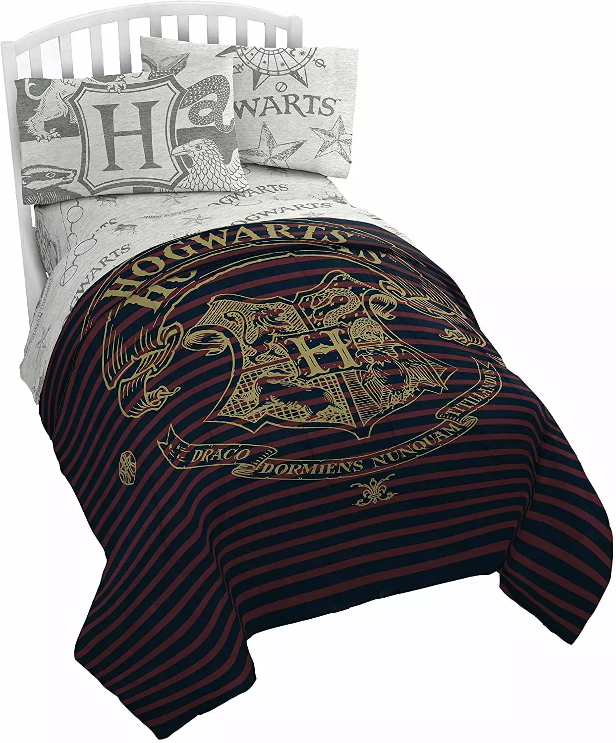Harry Potter Spellbound Navy Full Sized Microfiber Bed Set Reversible Comforter and Sheet Set Jay Franco
