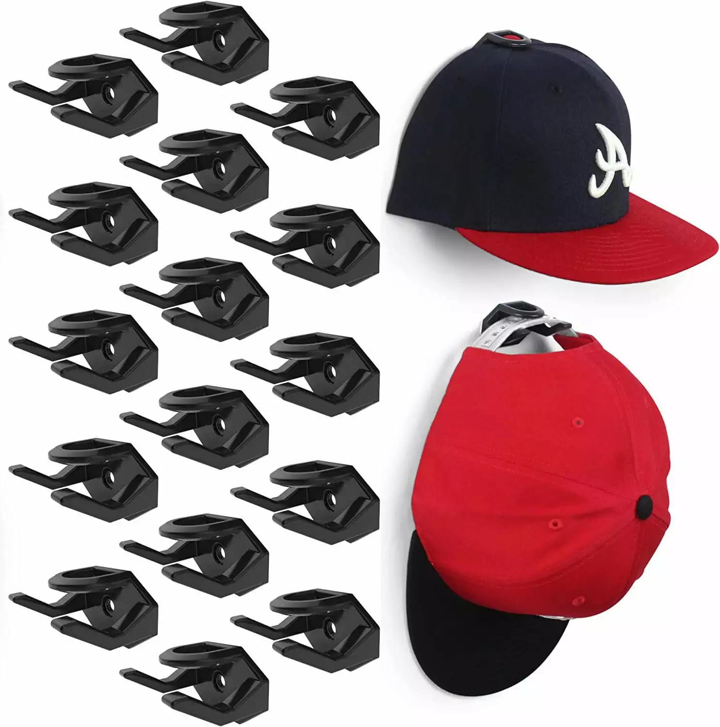 Wall Adhesive Hat Hooks 16-Pack Baseball Cap Holder Minimalist Display Leyfeng