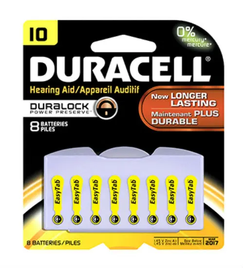 Duracell 00275 Hearing Aid Battery EasyTab 10 8-Pack