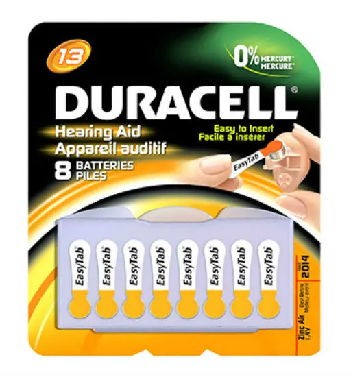 Duracell 00277 Hearing Aid Battery EasyTab 1.4 Volt 13 8-Pack