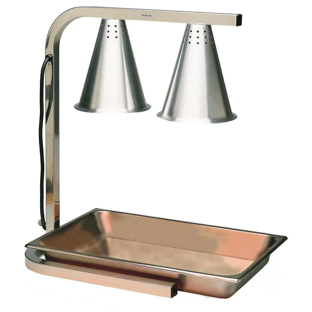 Carlisle 2-Bulb Adjustable Heat Lamp Stainless Steel Pan and Flared Shade