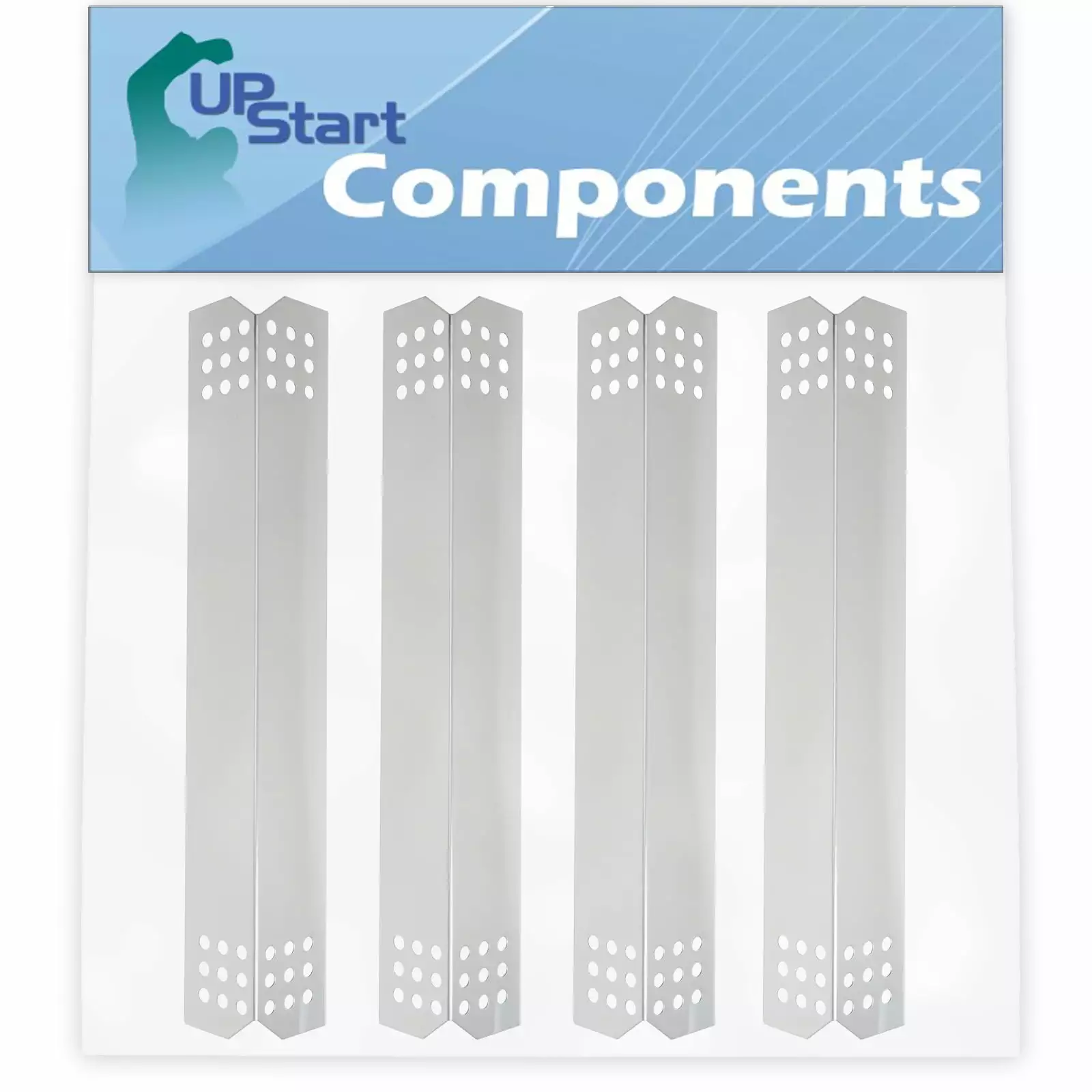 4-Pack BBQ Grill Heat Shield Plate Tent Replacement Parts Jenn Air 730-0720 Synergistic Barbeque Stainless Steel Flame Tam...