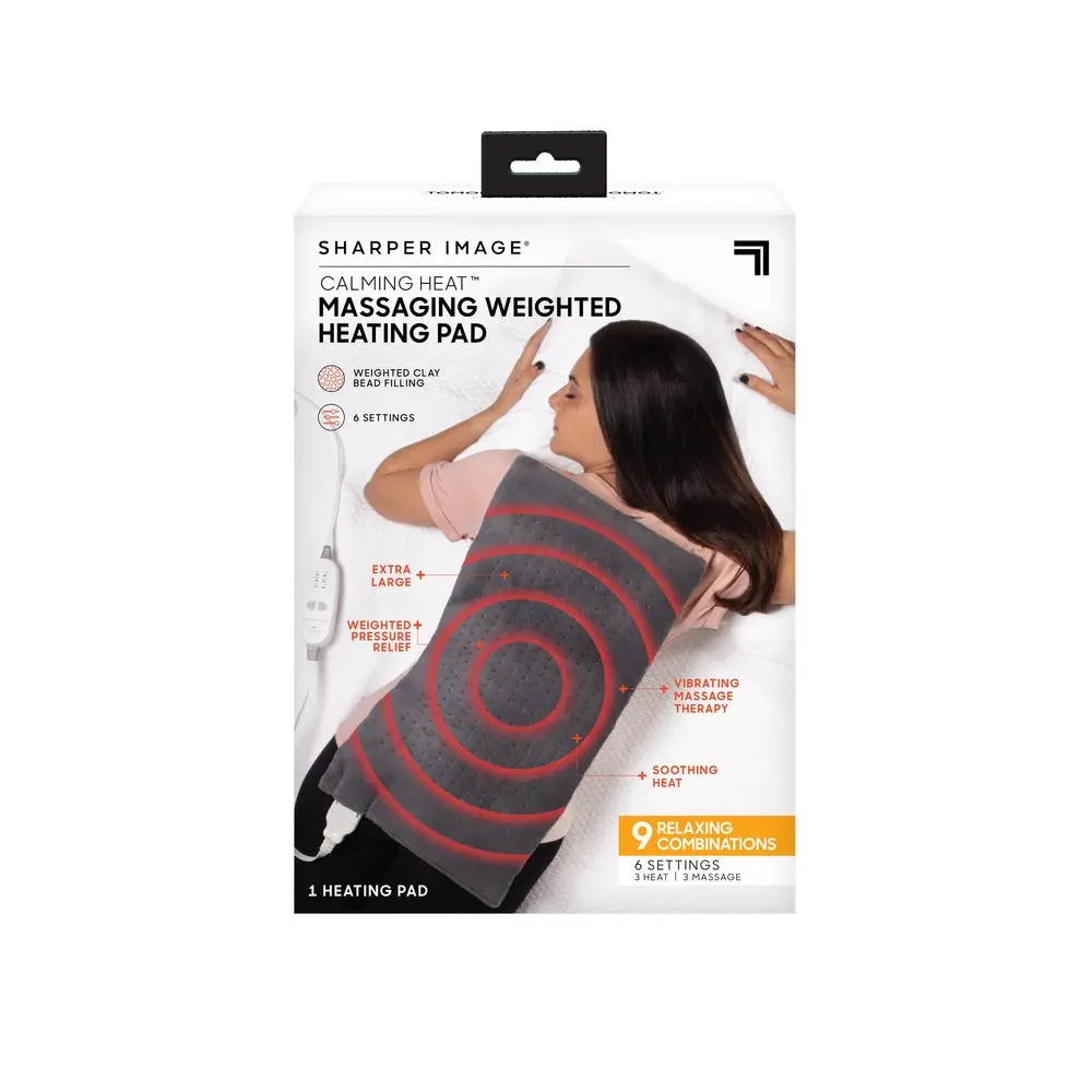 Sharper Image CWT02106 Massaging Heating Pad Gray Soothing Pain Relief
