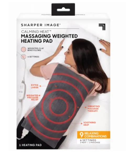 Sharper Image CWT02106 Calming Heat Massaging Heating Pad Relaxation