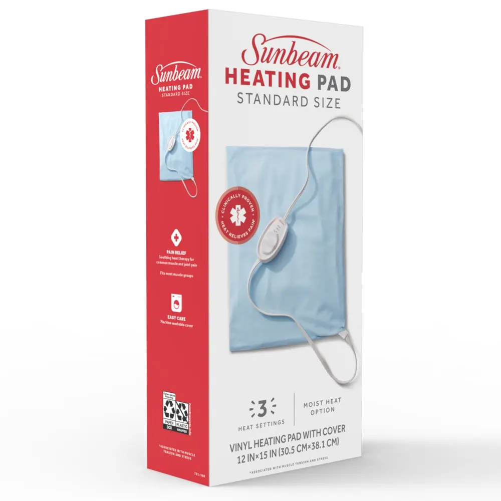 Sunbeam 2101860 Standard Size Heating Pad UltraHeat Technology Light Blue