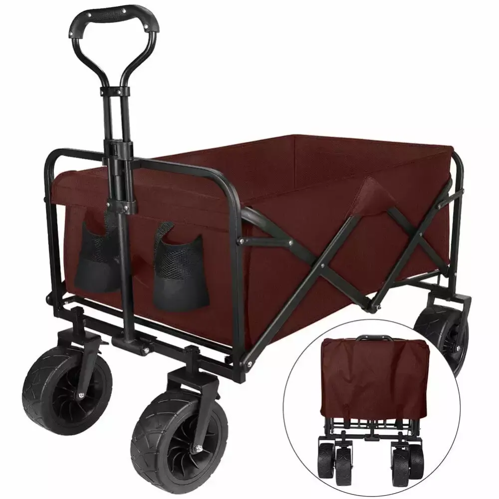 330 LBS Capacity Collapsible Wagon Cart Outdoor Camping Beach Garden Heavy Duty