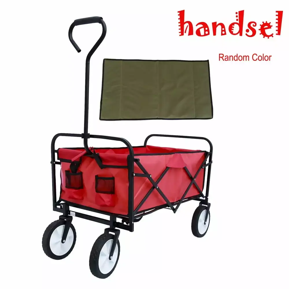 Folding Wagon Cart Heavy Duty Collapsible Utility Wagon Beach Wagon Drinking Holder Utility Wagon Patio Camping Garden Bea...