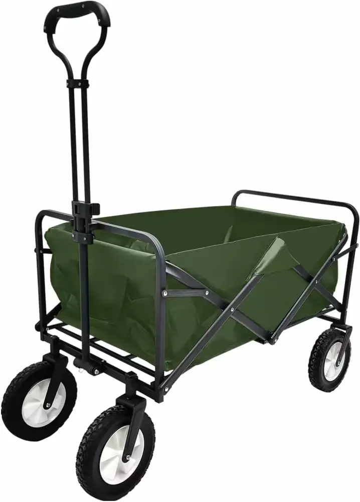 Heavy Duty Collapsible Utility Wagon Cart Shopping Sports Camping Beach Black
