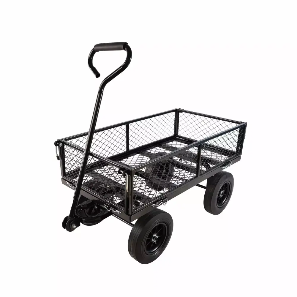 Long-lasting Black Wagon Cart Sturdy Wheels Firewood and Garden Transport