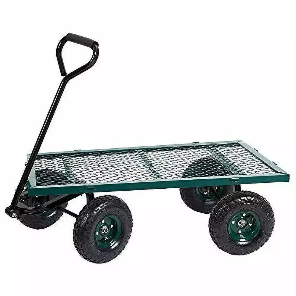Heavy Duty 550lb Capacity Garden Cart Wagon Removable Mesh Sides and 180 Rotating Handle Garden