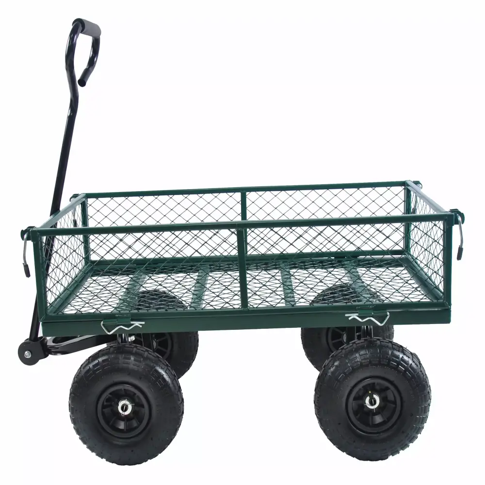 Kumix Wagon Cart Metal Garden Cart Big Wheels 650LBS Capacity Utility Wagon Mesh Metal Frame & Removable Sides Heavy Duty ...