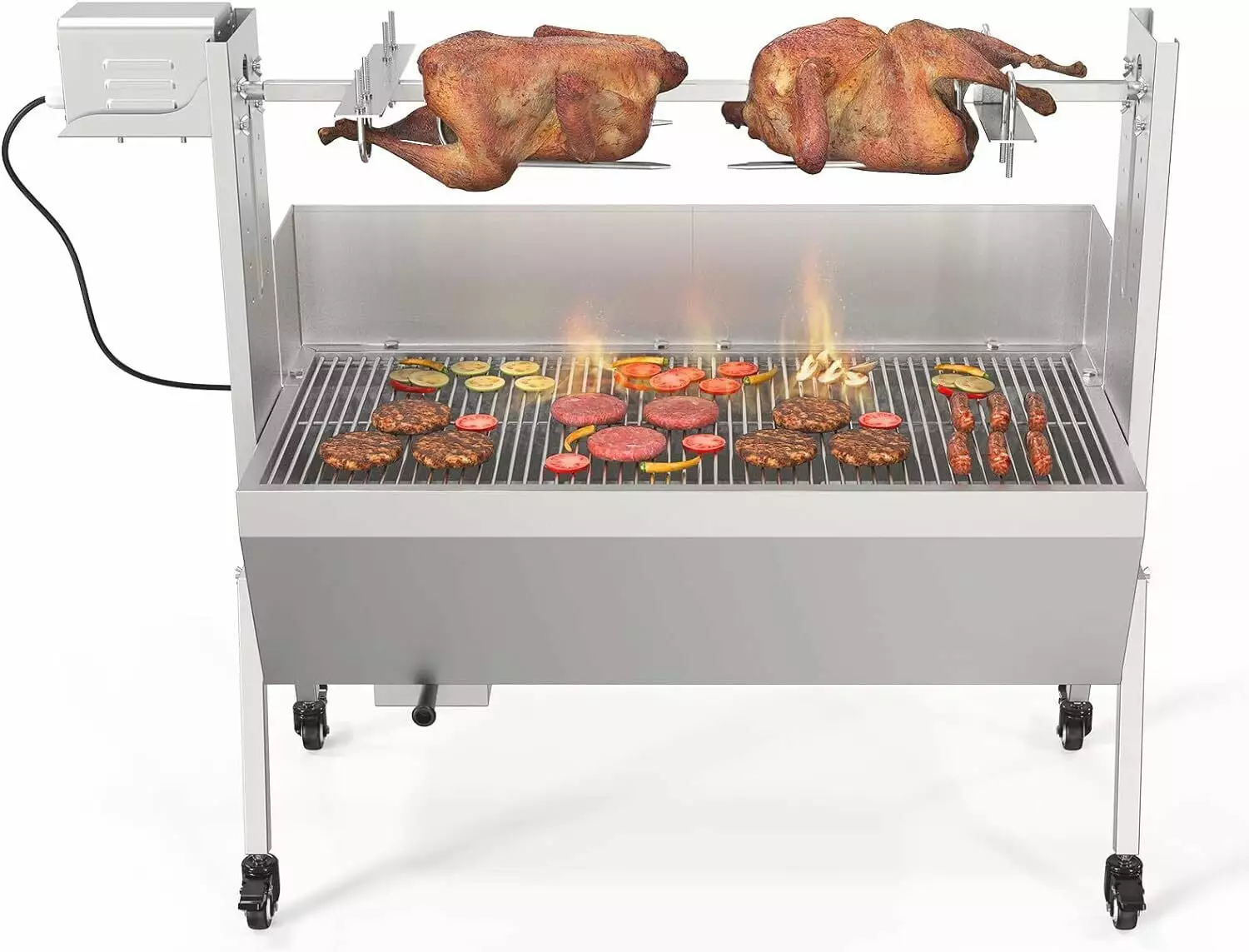 35 Roaster Spit Rotisserie BBQ Grill Pig Lamb Chicken Roaster Stand 25W 176LBS Capacity UNBRAND