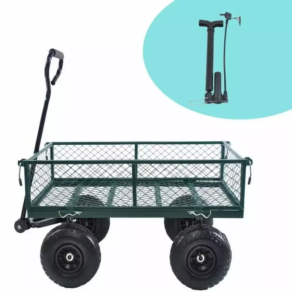ACE-GARDEN 1-YEAR-WARRANTY 40.55x19.48x40.15 550 LBS Heavy Duty Wheels Wagon Garden Cart Trucks Transport Firewood Camping...