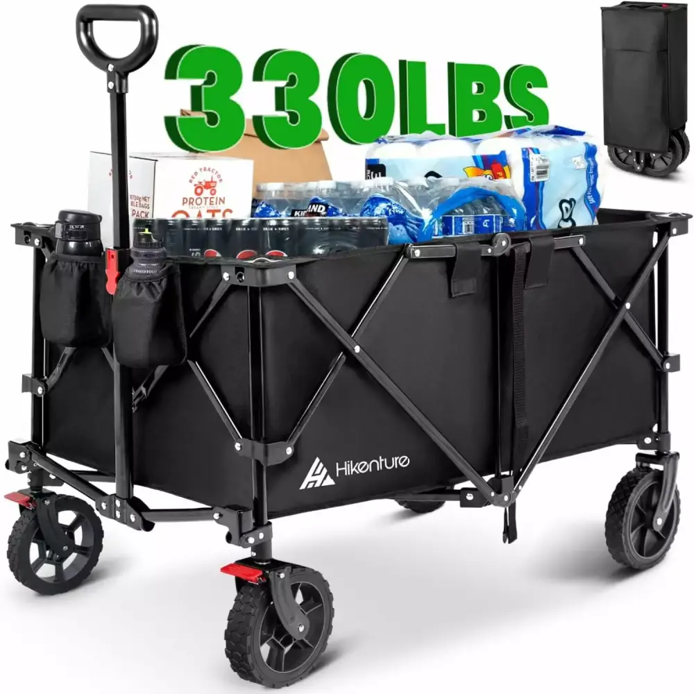 Extra Large Collapsible Wagon 330LBS Capacity - Heavy Duty Folding Utility Cart Beach and Garden